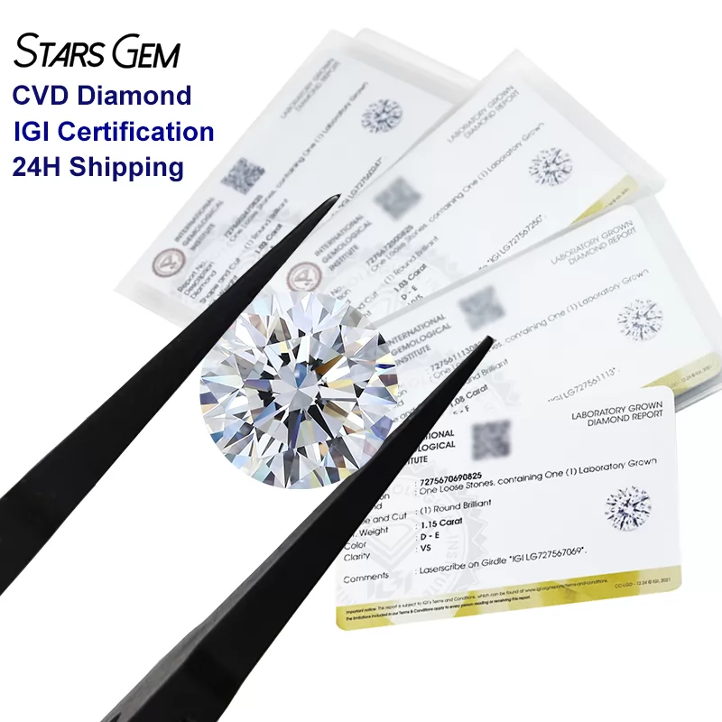 1ct Round Brilliant Cut CVD Lab Grown Diamond With IGI Certificate